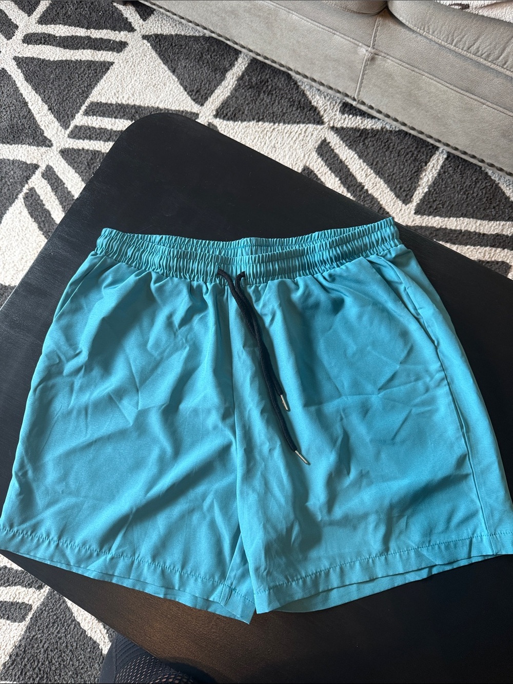 Aqua Blue Athletic Drawstring Shorts